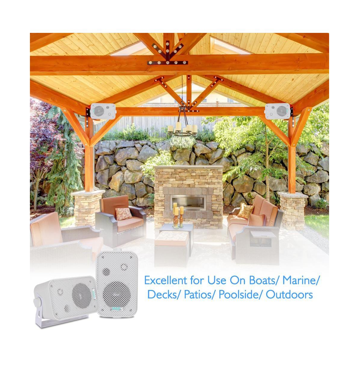 Pyle 3.5" Indoor/Outdoor Waterproof Wall-Mount Speakers - 300W Max Power, Bass Reflex Vent, Heavy Duty Construction