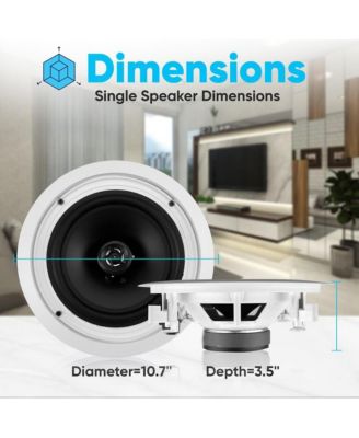 8.0" In-Wall / In-Ceiling Speakers - 2-Way Flush Mount, 250W Max Power Output, Polypropylene Cone, High Compliance Polymer Tweeter