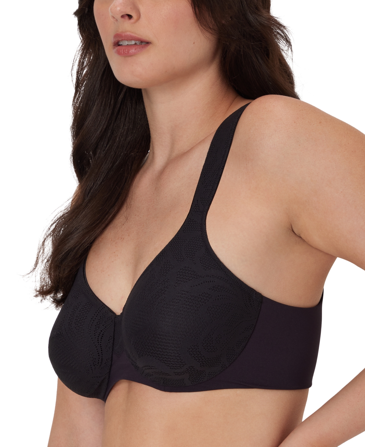 Bali Women's Coolest Smoothing Underwire Minimizer Bra Df4584 In Black Lace