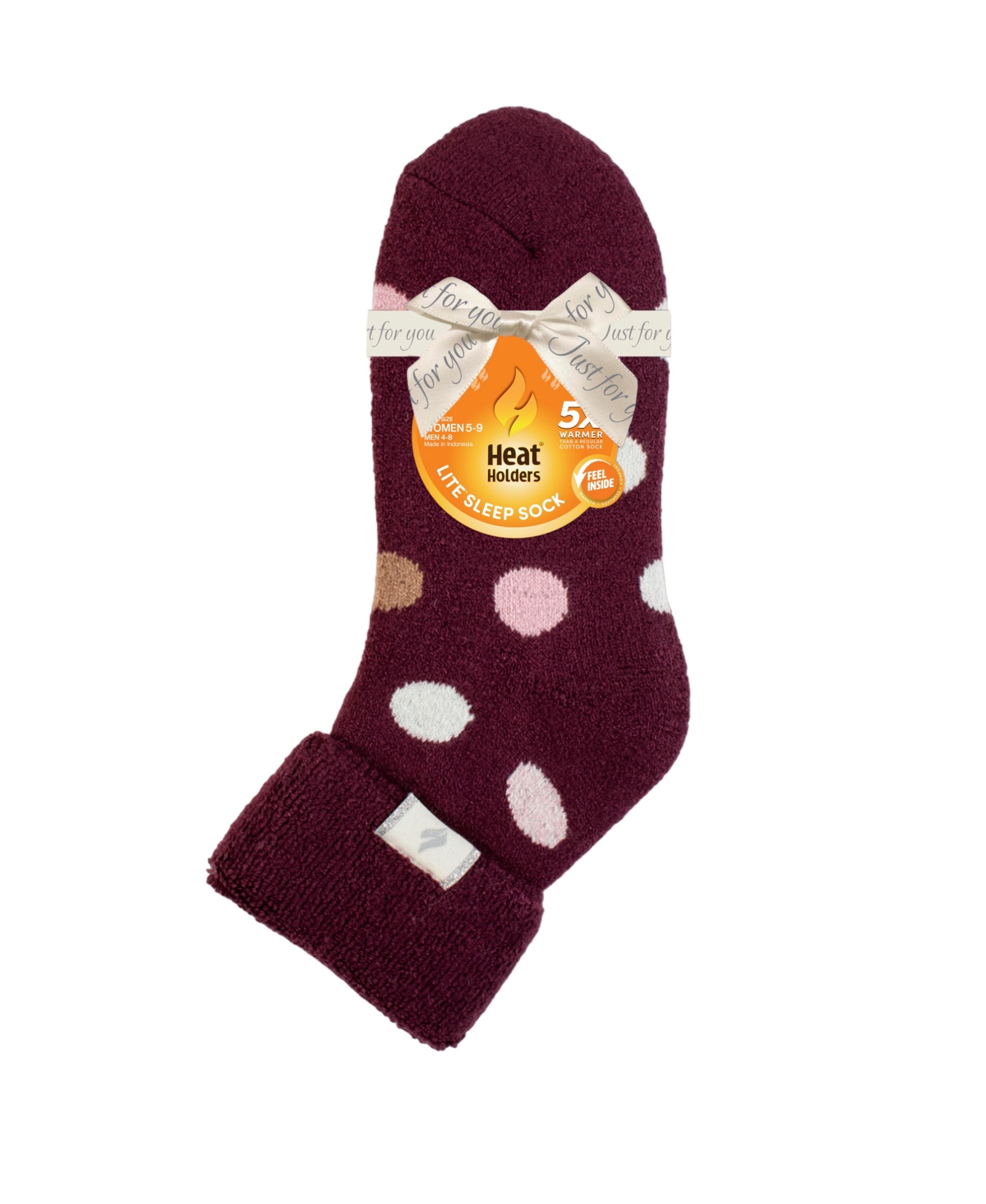 Heat Holders Lite Serena Dots Sleep Socks In Wine