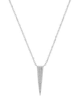 Diamond Pav&eacute; Spike Pendant Necklace (1/10 ct. t.w.) in 10k Yellow or White Gold, 15" + 2" extender