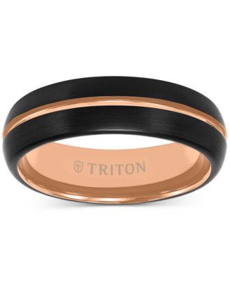 Men's Two-Tone Brushed Finish Wedding Band in Rose & Black Tungsten Carbide