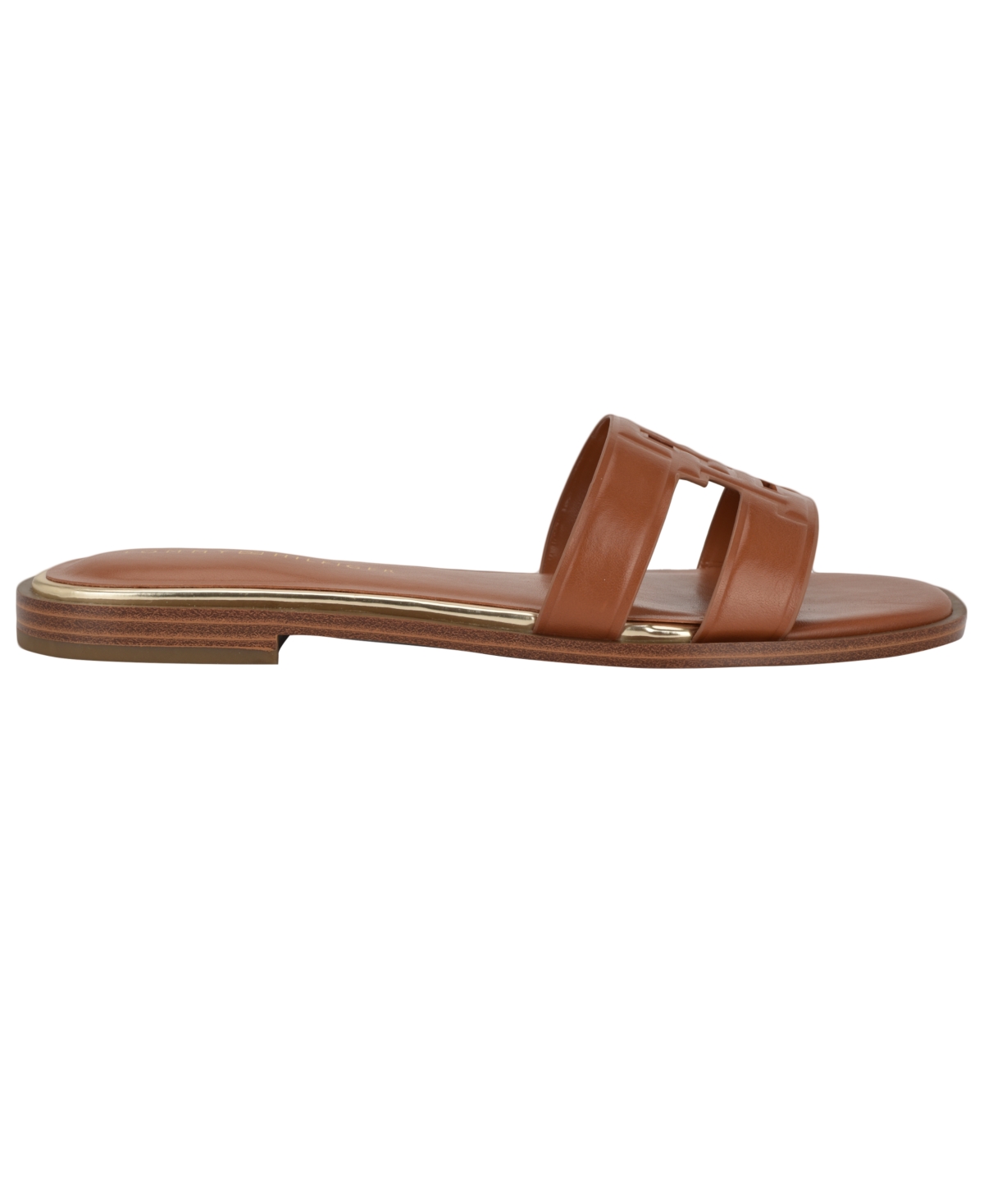Tommy Hilfiger Women's Terenz Logo Strap Flat Slide Sandals In Brown