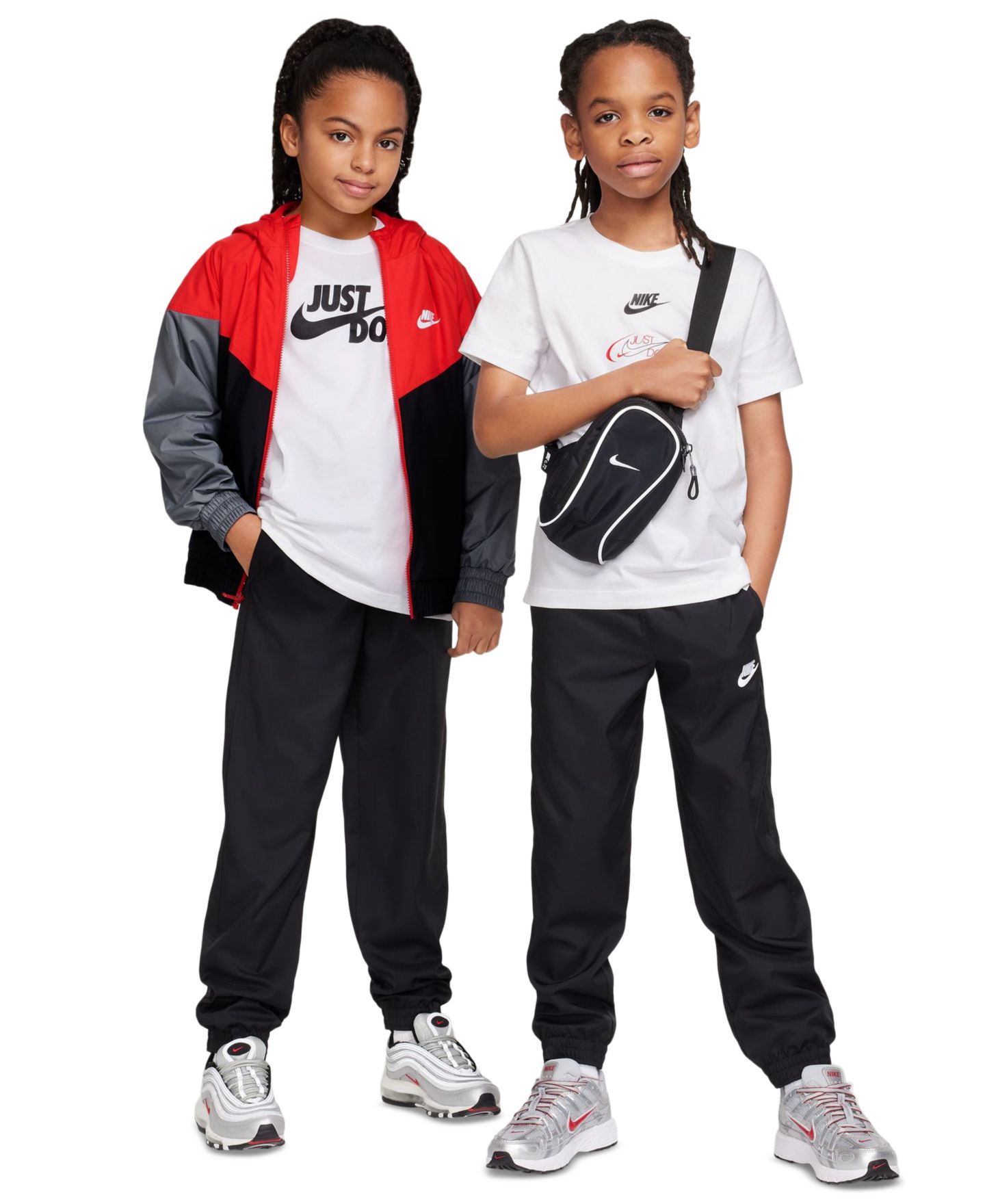 Брюки Nike Sportswear Club Jogger Pants для девочек, цвет: Чёрный / Белый — фото 2