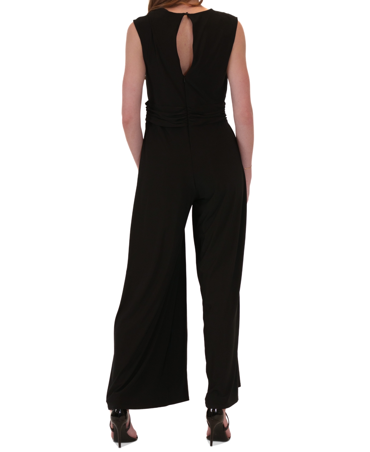 Robbie Bee Women's Belted Sleeveless Wide-leg Jumpsuit In Black