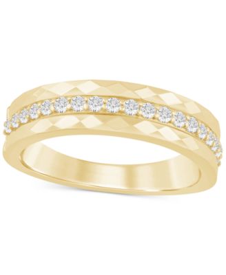 Macy's - Diamond Three Row Faceted Wedding Band (1/4 ct. t.w.) in 14k Gold