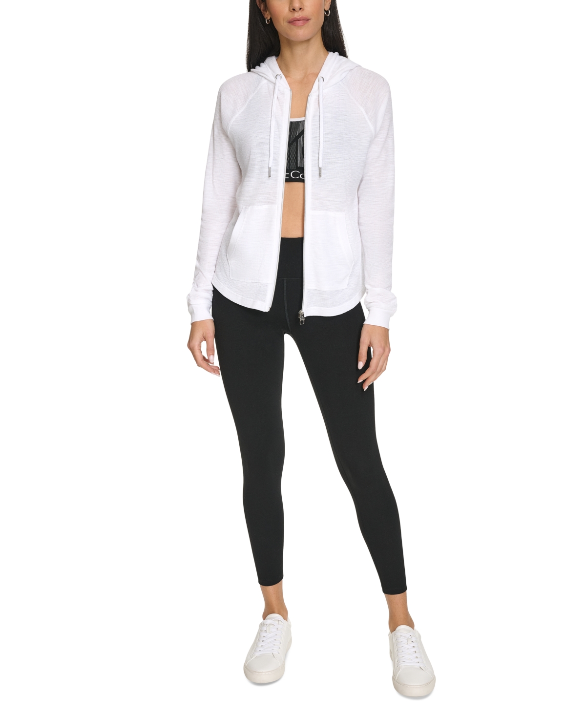 Performance Ruched-Sleeve Zip Hoodie - Spray