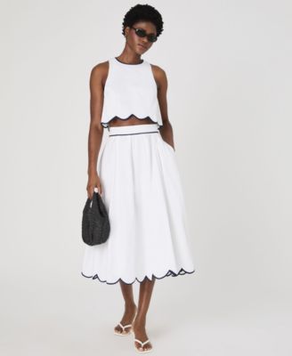 Women's Alexis Cotton Scallop Midi Skirt