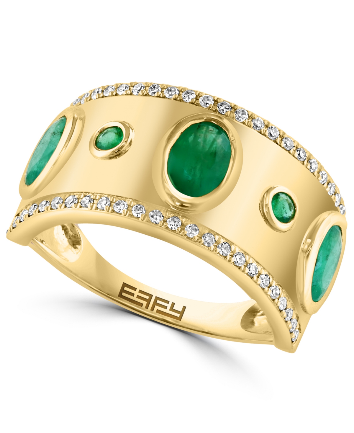 Effy Collection Diamond (1/5 Ct. T.w.) & Emerald (1-1/3 Ct. T.w.) Ring In 14k Gold In Gold