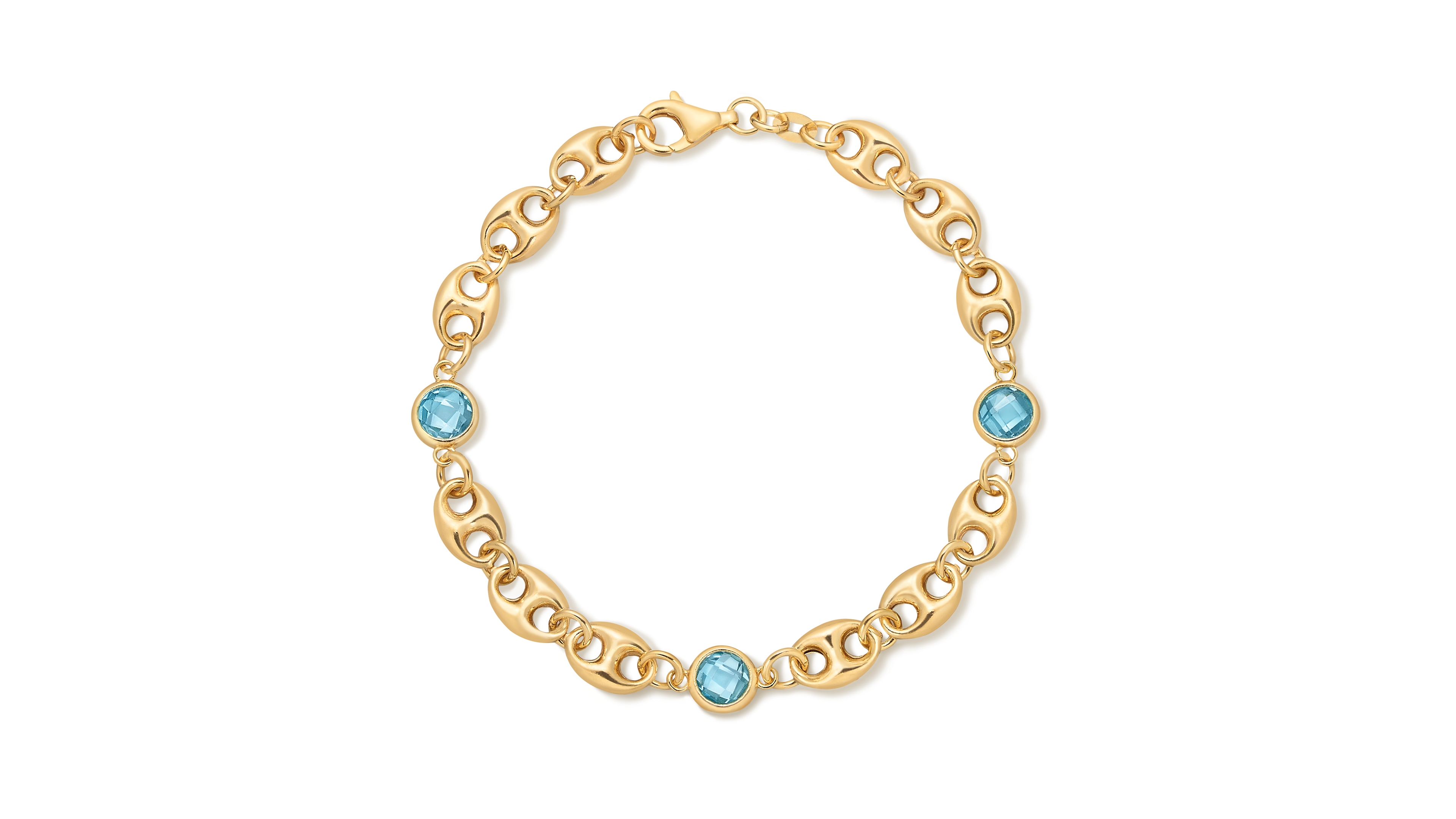 Amethyst Mariner Link Station Bracelet (3 ct. t.w.) in 14k Gold-Plated Sterling Silver (Also available in Blue Topaz)