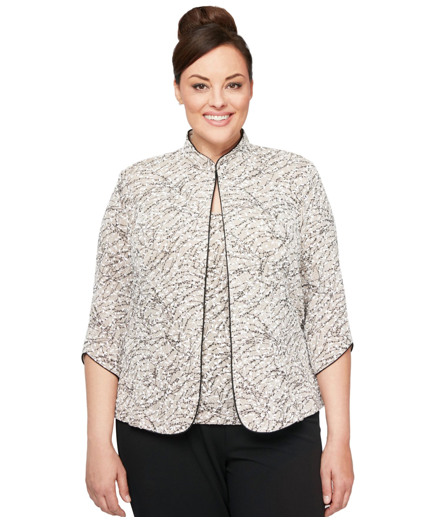 Женские комплекты Alex Evenings Printed Jacket and Top Set, цвет: Бежевый — фото 1