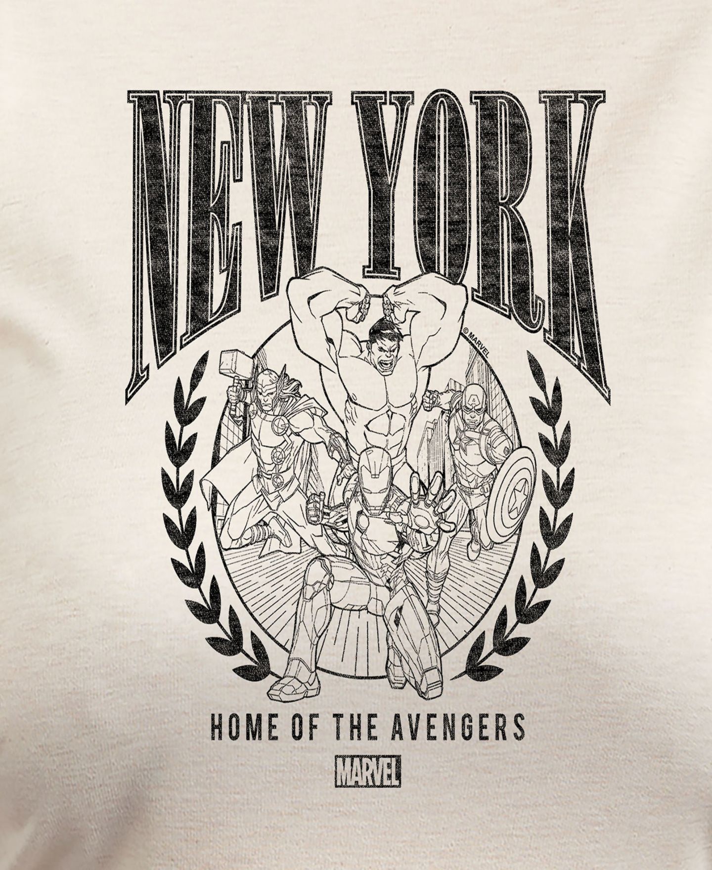 Женский свитер Hybrid Apparel Plus Size Marvel Avengers New York Graphic Pullover T-Shirt, цвет: Бежевый / Хаки — фото 3