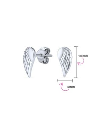 Delicate Guardian Angel Wing Feather Stud Earrings Sterling Silver Cartilage