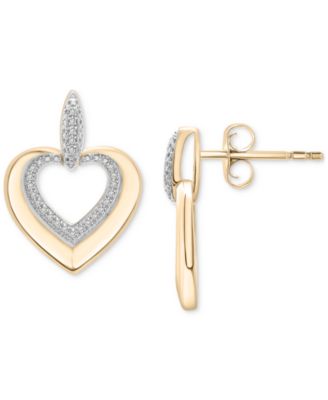 2-Pc. Set Diamond Heart Pendant Necklace & Matching Drop Earrings (1/5 ct. t.w.) in 14k Gold-Plated Sterling Silver, Exclusively at Macy's