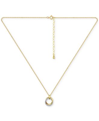 Cubic Zirconia Interlocking Circle Pendant Necklace in Sterling Silver & 18k Gold-Plate, 16" + 2" extender, Exclusively at Macy's