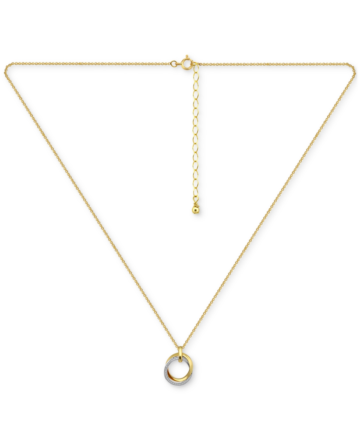 Giani Bernini Cubic Zirconia Interlocking Circle Pendant Necklace In Sterling Silver & 18k Gold-plate, 16" + 2" Ex In Two Tone