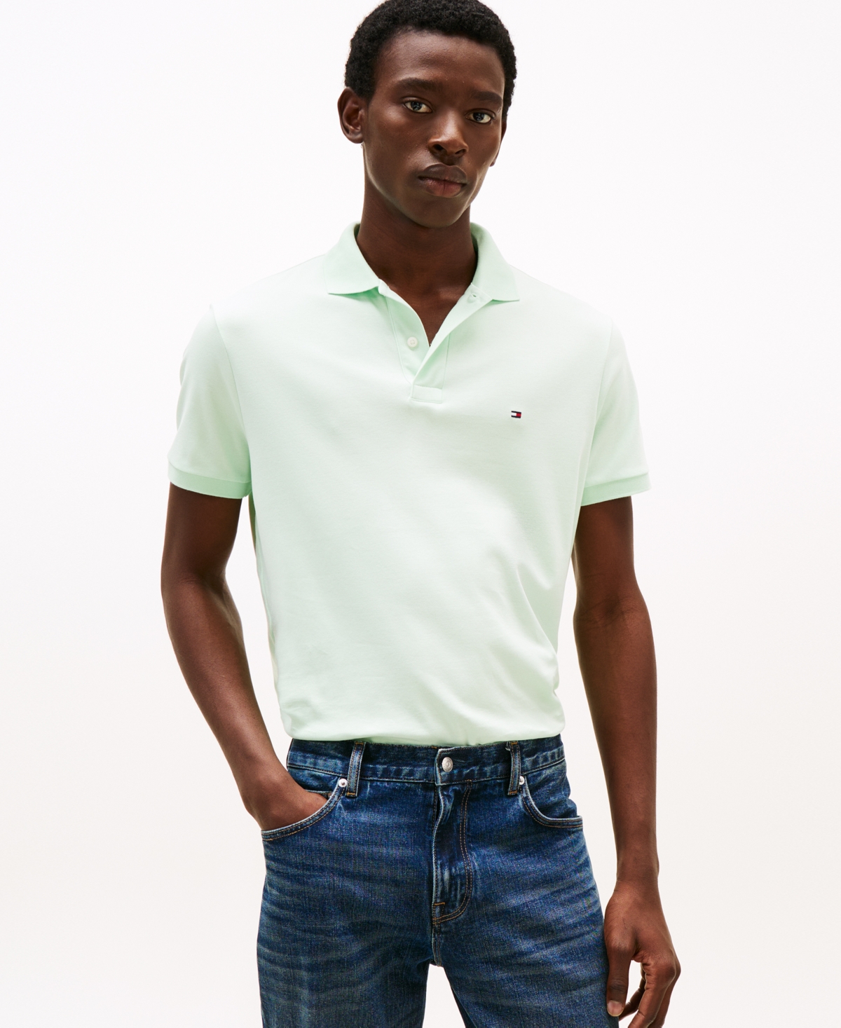 Tommy Hilfiger Men's Liquid Cotton Polo In Opal Green