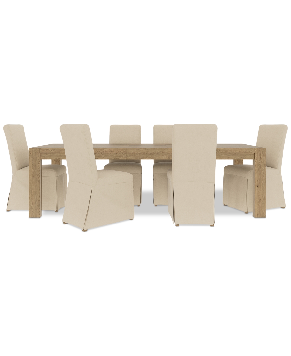 Macy's 7pc Dining Set (davie Rectangular Table & 6 Estby Chairs) In Ivory