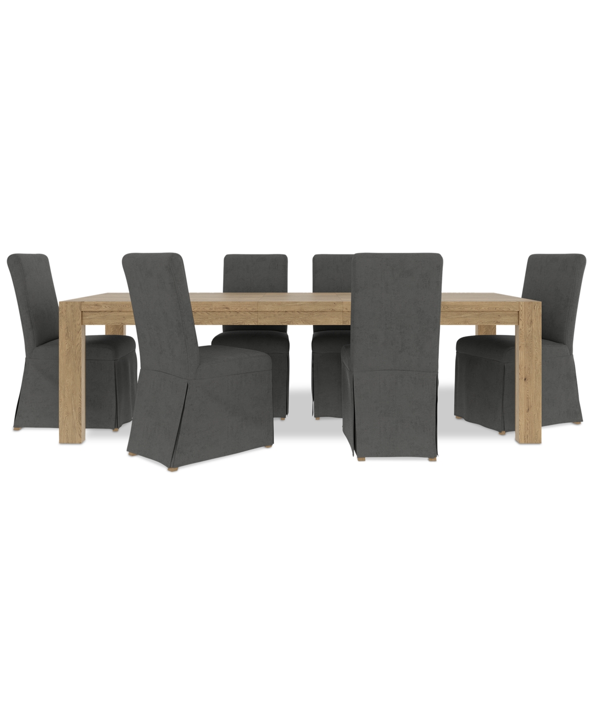 Macy's 7pc Dining Set (davie Rectangular Table & 6 Estby Chairs) In Slate