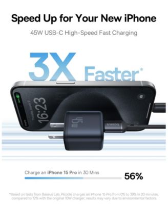 Picogo 45W Fast Charger USB C Wall Charger for iPhone16/15/14