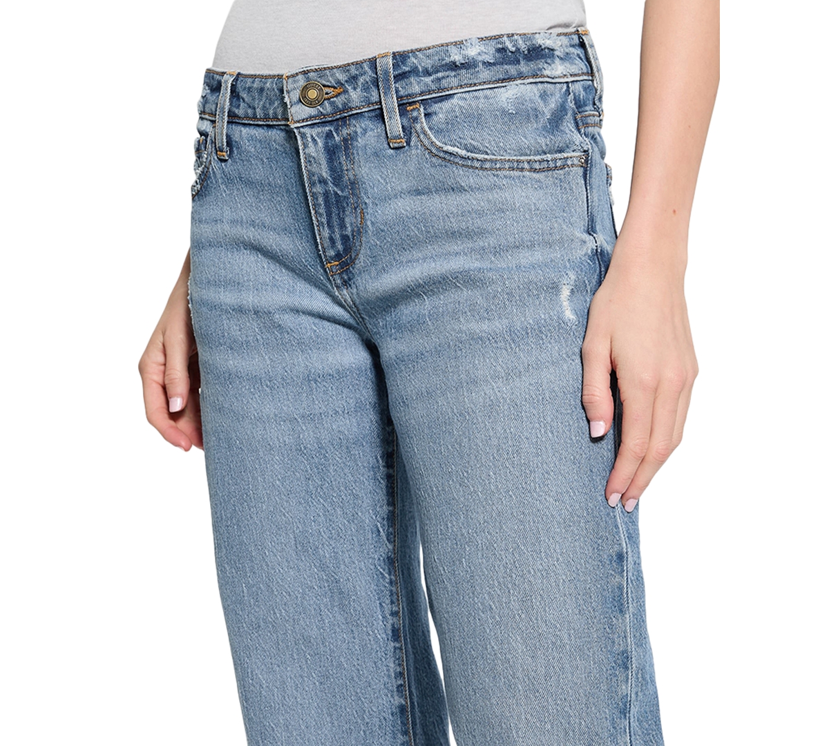 Shop Guess Women's Low-rise Slouchy-fit Wide-leg Jeans In Good News