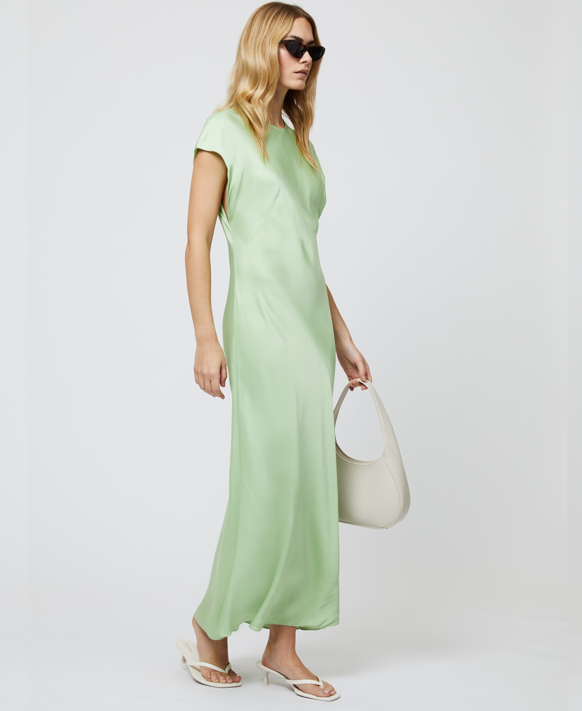 French Connection Women's Ennis Satin Column Maxi Dress In Apple Green