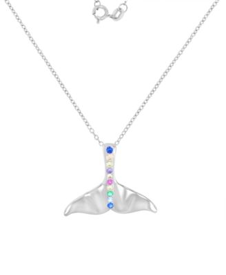 Whale Tail Pendant Necklace in Sterling Silver, 18"