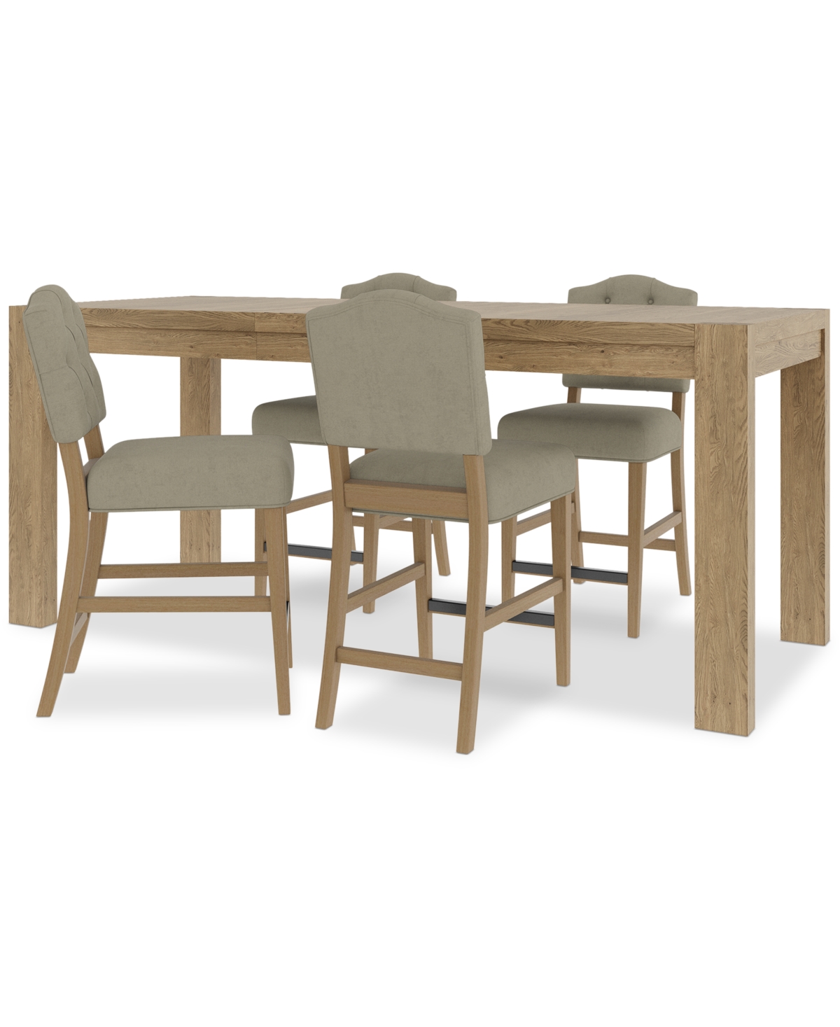 Macy's 5pc Counter Height Dining Set (davie Rectangular Table & 4 Jesilyn Stools) In Sand