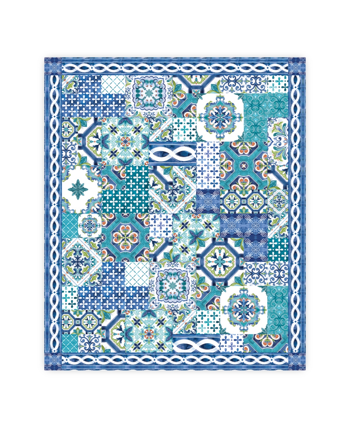 Laural Home Callisto Tiles Tablecloth, 70" X 84" In Blue