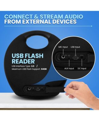 5.25” Portable Wireless Bluetooth Streaming Speaker with Waterproof Design, Wireless Microphone, TWS, USB/MP3 Playback, Rechargeable Battery