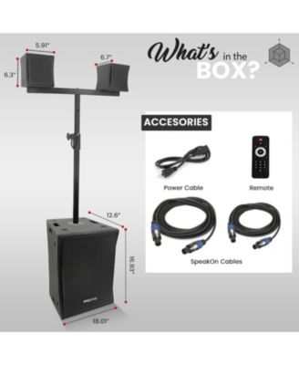 Wooden Column Speaker System with 10" Subwoofer & Bluetooth, 1880W