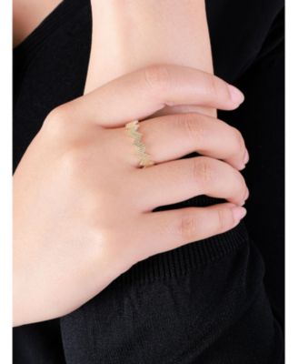 Ribbed Zig Zag Ring in 14K Gold, Size 6, approx. 3 grams.