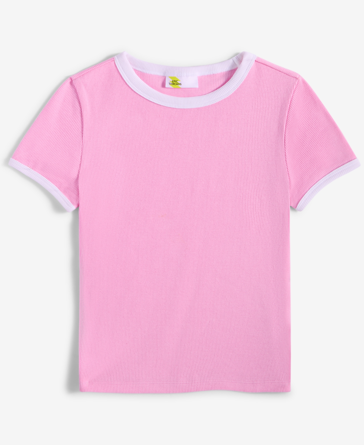 Epic Threads Kid Girl Rib Baby Tee, Exclusively At Macy's In Bonbon