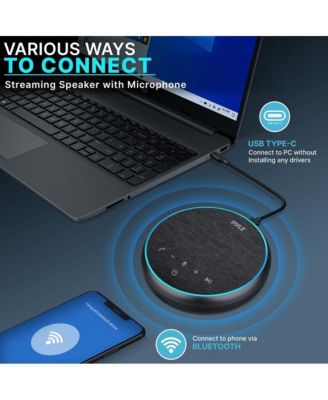 Portable Conference Speakerphone - Wireless Bluetooth Streaming with USB-C, AUX Cable, and Omni-Directional Microphone