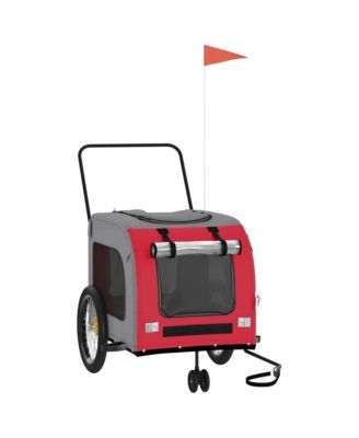 Pet Bike Trailer Red and Gray Oxford Fabric and Iron
