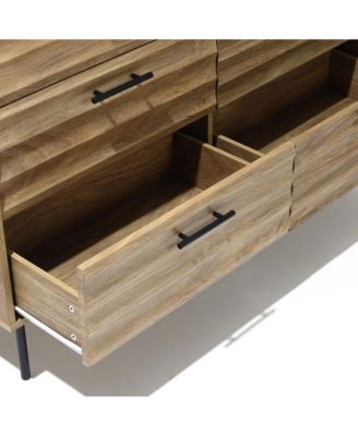 Mid-Century Modern Wave 6-Drawer 47.2-Inch Wide Dresser