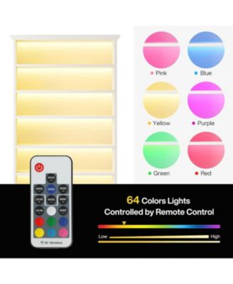 69-Inch Tall Bookcase with LED Lighting Modern 9-Tier Freestanding Bookshelf Solid Wood Legs Wooden Open Display Shelf Organizer