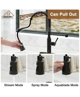 Pull Down Sprayer Kitchen Faucet with Infrared Sensor Induction Function and Deck Plate