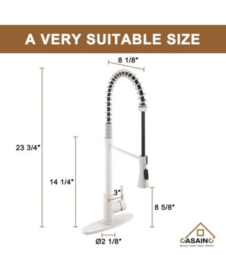 Spring Pull Down Sprayer Kitchen Faucet with Dual-Function Spray Head and Deck Plate