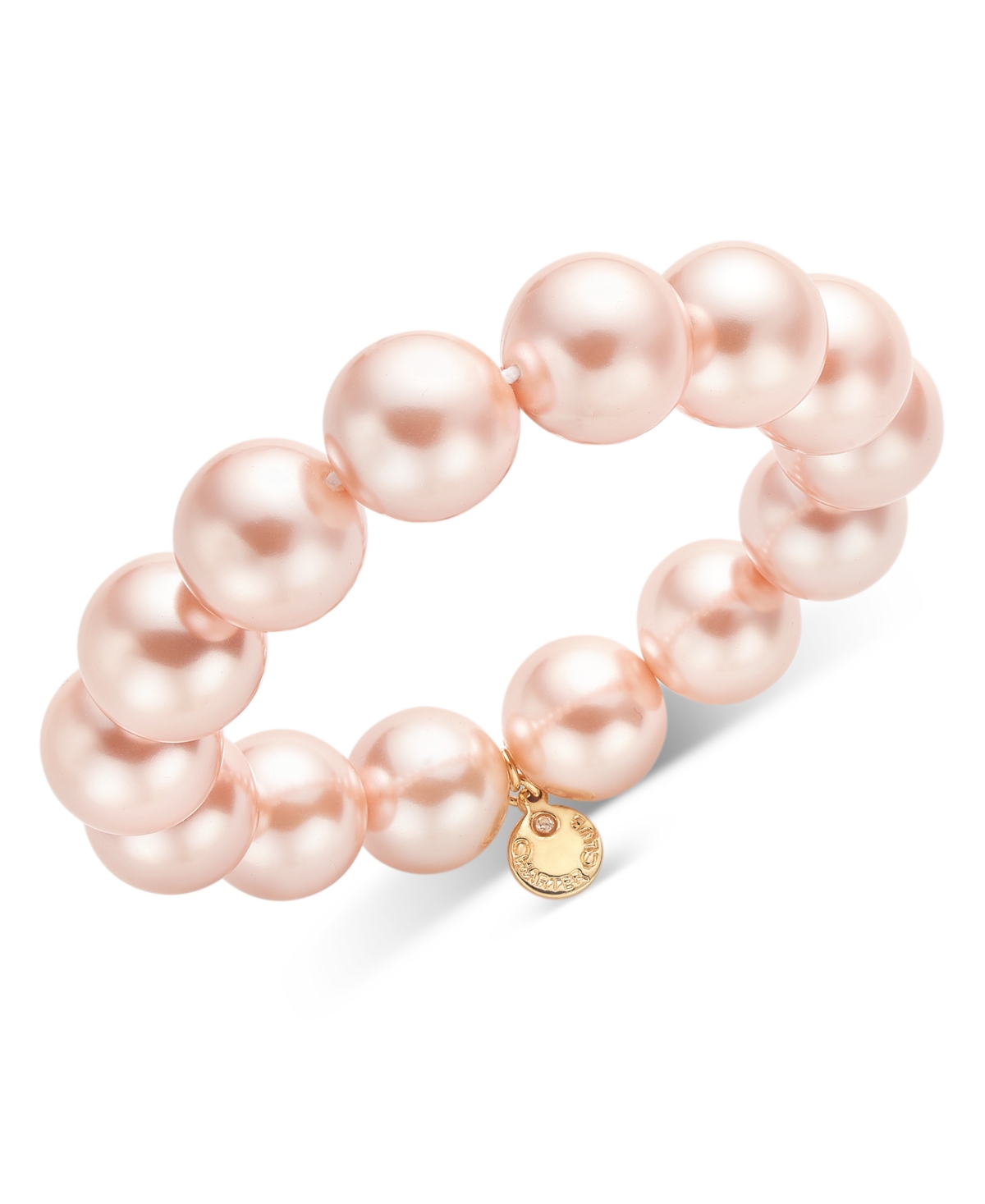 Gold-Tone Pink Imitation Pearl Stretch Bracelet, Exclusively at Macy's - Gold