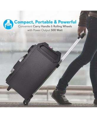 Portable Bluetooth Karaoke Speaker System - PA Loudspeaker with Flashing DJ Lights, Built-in Rechargeable Battery, Wireless Microphone, Mic Talk-Over & Recording Ability