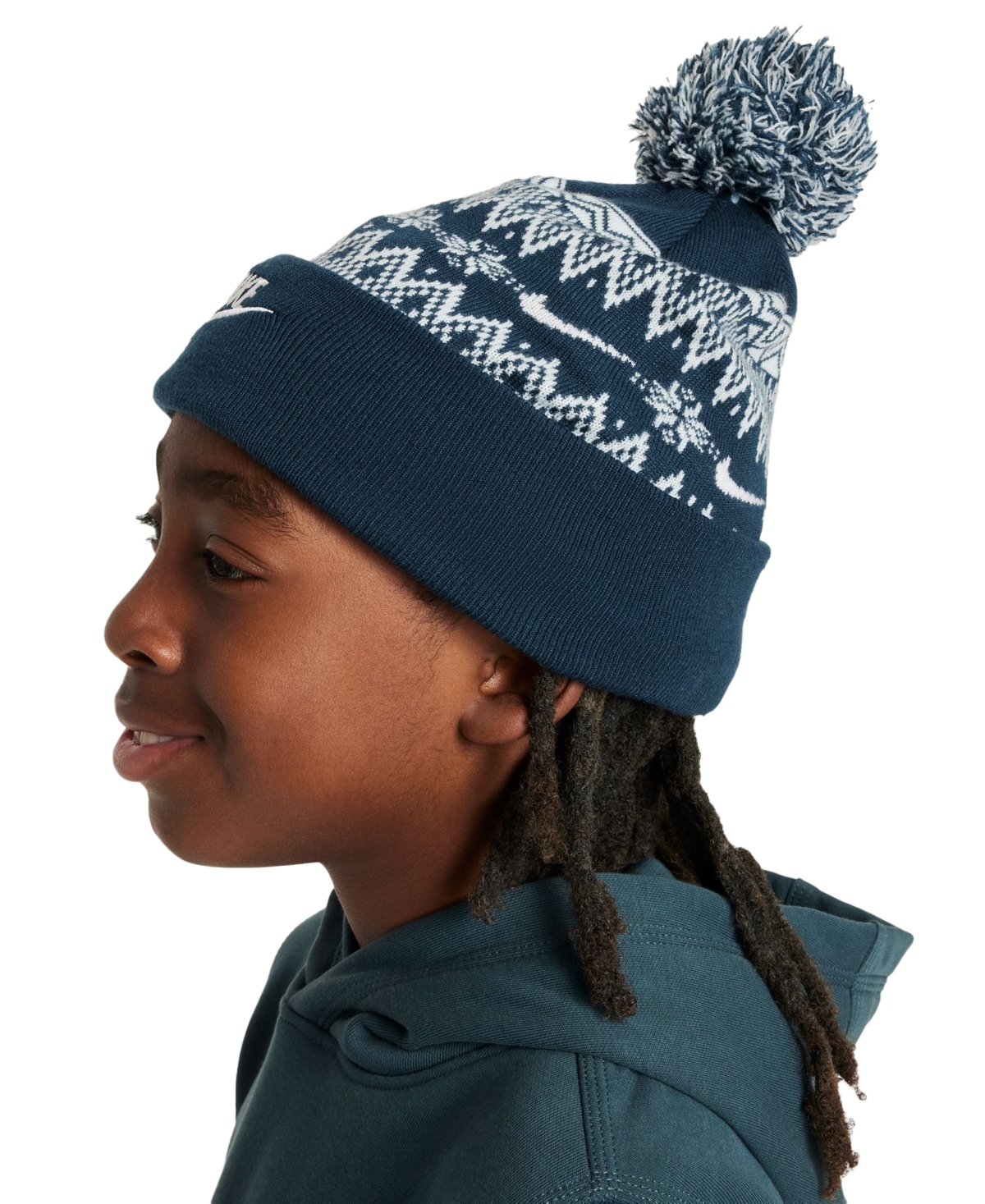 Nike Big Kids Peak Pom Beanie In Armrnv,whi