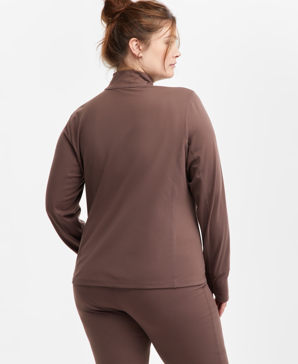 Id Ideology Plus Size Soft Flex Solid Full-zip Jacket, Created For Macy's In Brownie