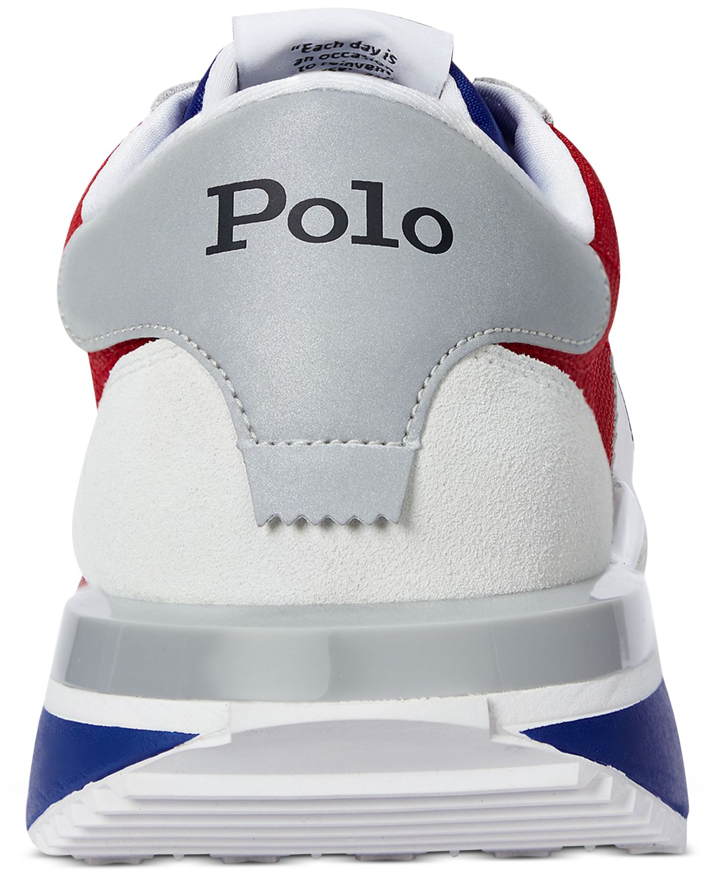 Мужские кроссовки Polo Ralph Lauren Train 89 из замши и оксфорд-ткани, цвет: Красный / Королевский синий — фото 3