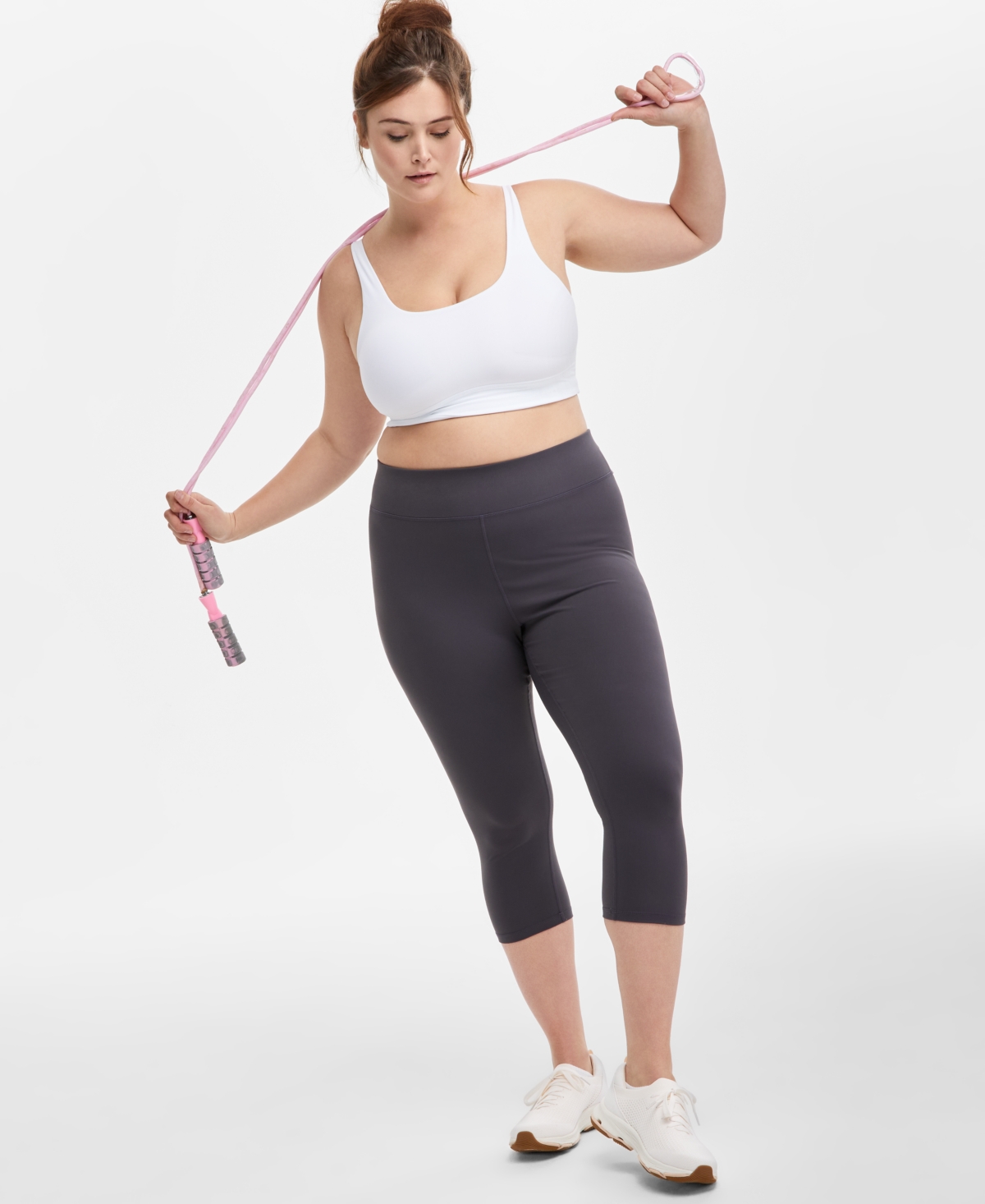 Id Ideology Plus Size Soft Cropped Leggings, Exclusively At Macy's In Deep Charcoal
