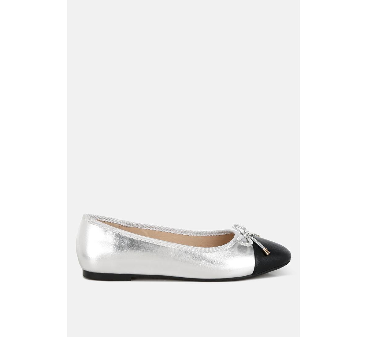 Minato Two Tone Ballet Flats - Silver