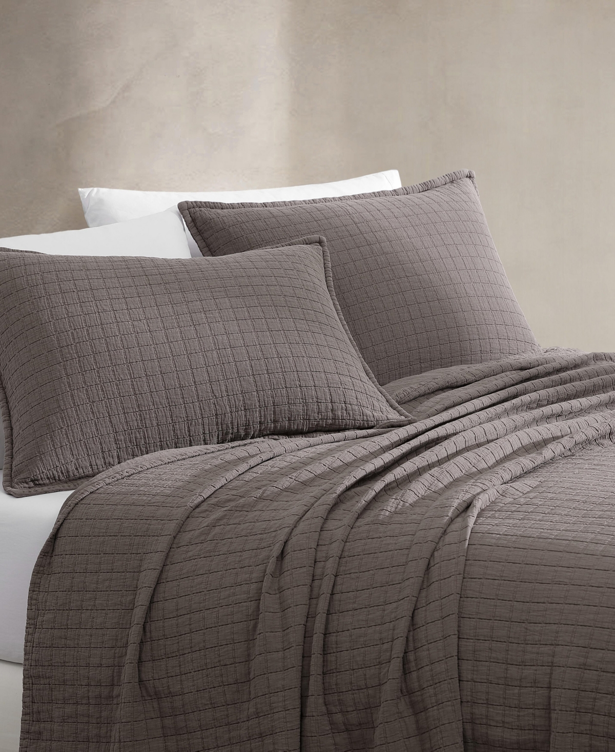 Calvin Klein Essential Garment Washed Cotton Jacquard Coverlet, Queen In Plum