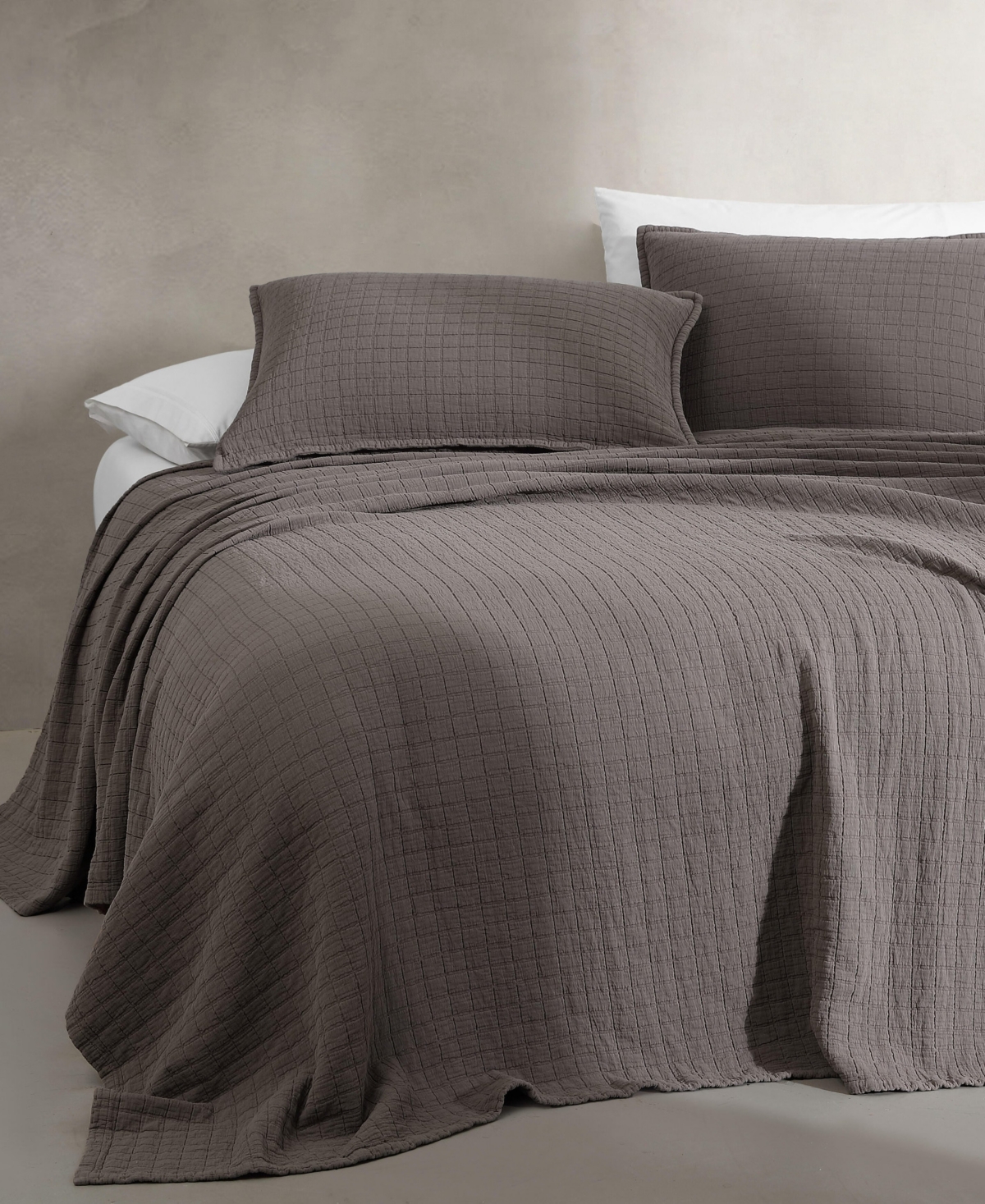 Calvin Klein Essential Garment Washed Cotton Jacquard Coverlet, Queen In Plum