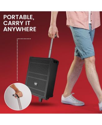 8" Portable Wireless BT Streaming PA Speaker System - Built-in Rechargeable Battery, Wireless Microphone, USB/Micro SD/FM, 350W