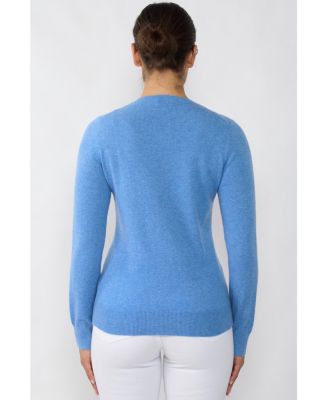 Women's 100% Cashmere Button Front Long Sleeve Crewneck Cardigan Sweater